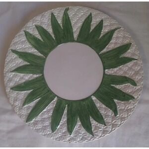 Serving Plate Platter Large Floral Made In Italy White Green Leaves 12" Vtg READ
